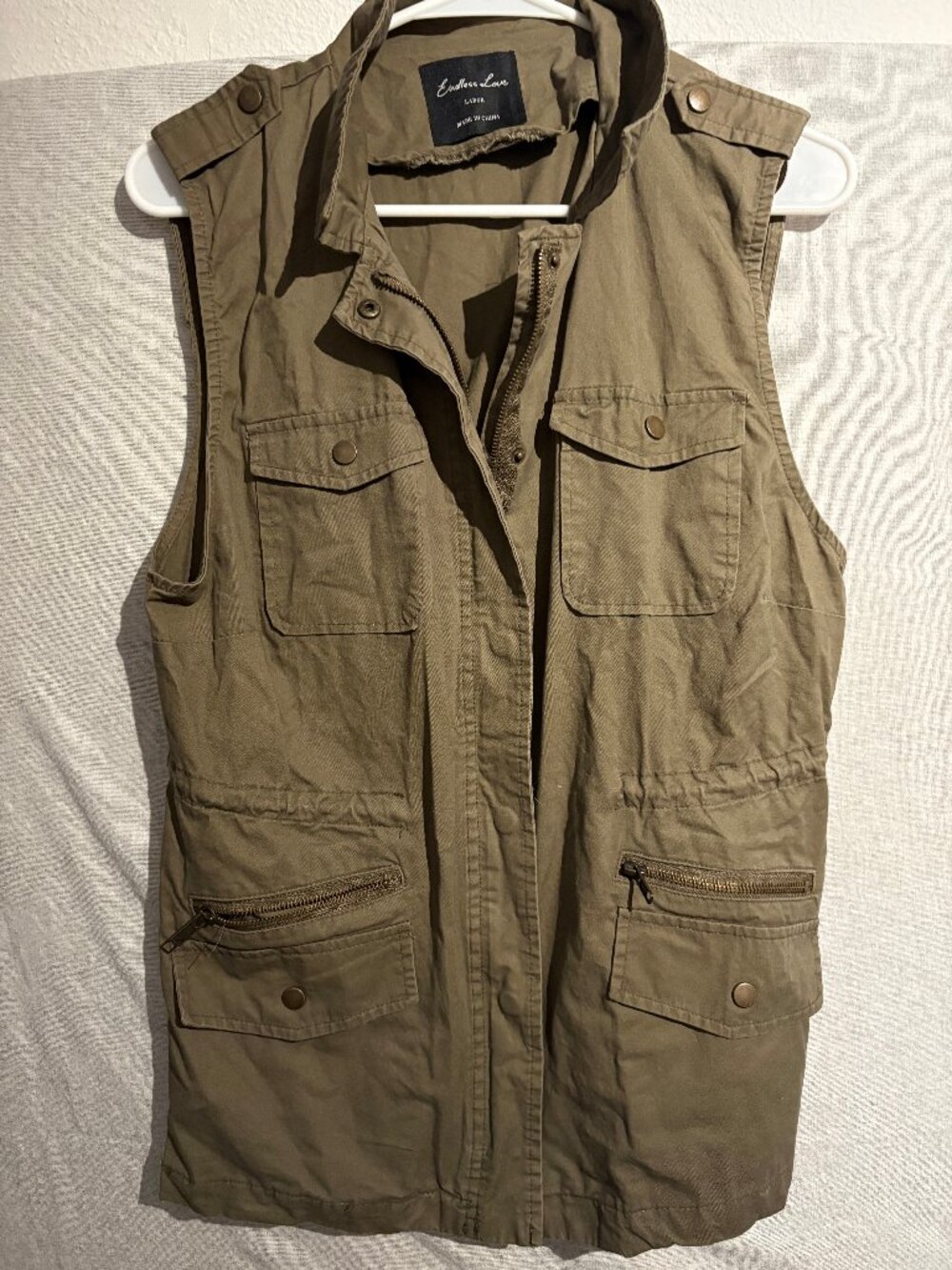 Endless Love Army Green Cotton Utility Vest Size L
